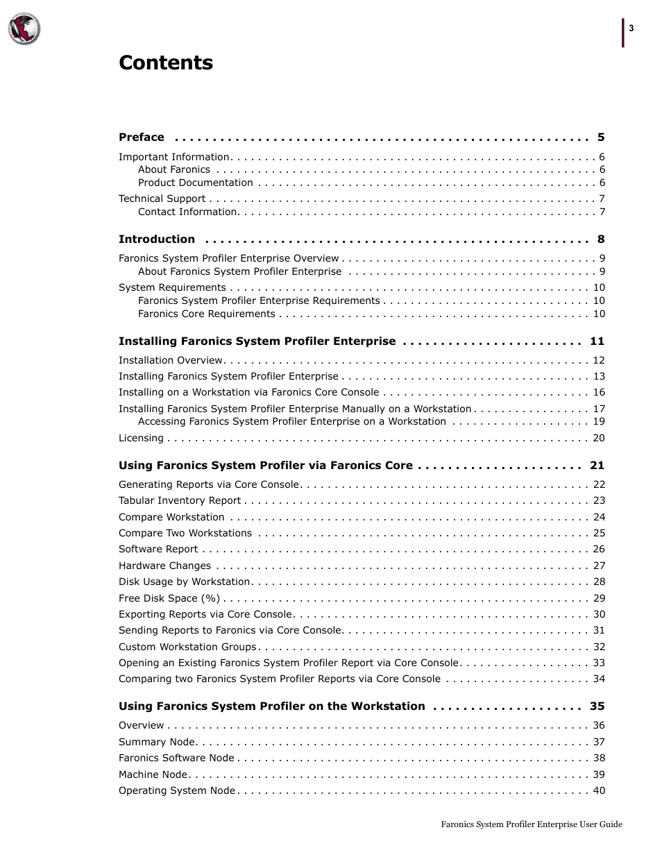 Faronics System Profiler Enterprise User Manual | Page 3 / 48