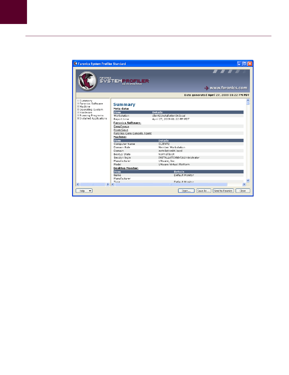 Summary node | Faronics System Profiler Standard User Manual | Page 17 / 29