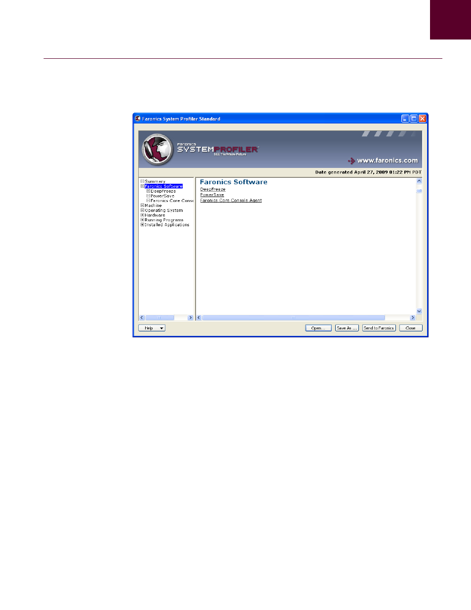 Faronics software node | Faronics System Profiler Standard User Manual | Page 18 / 29
