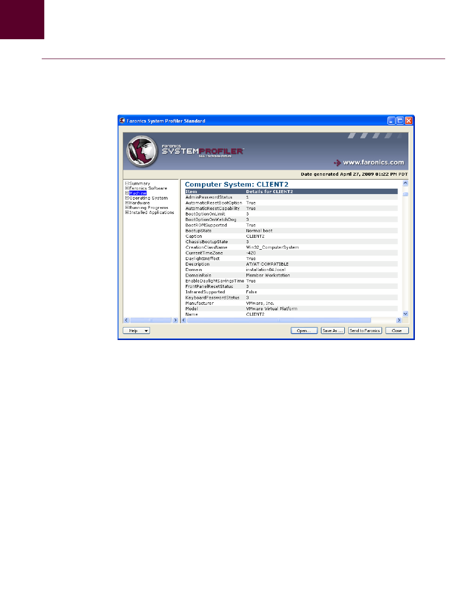 Machine node | Faronics System Profiler Standard User Manual | Page 19 / 29