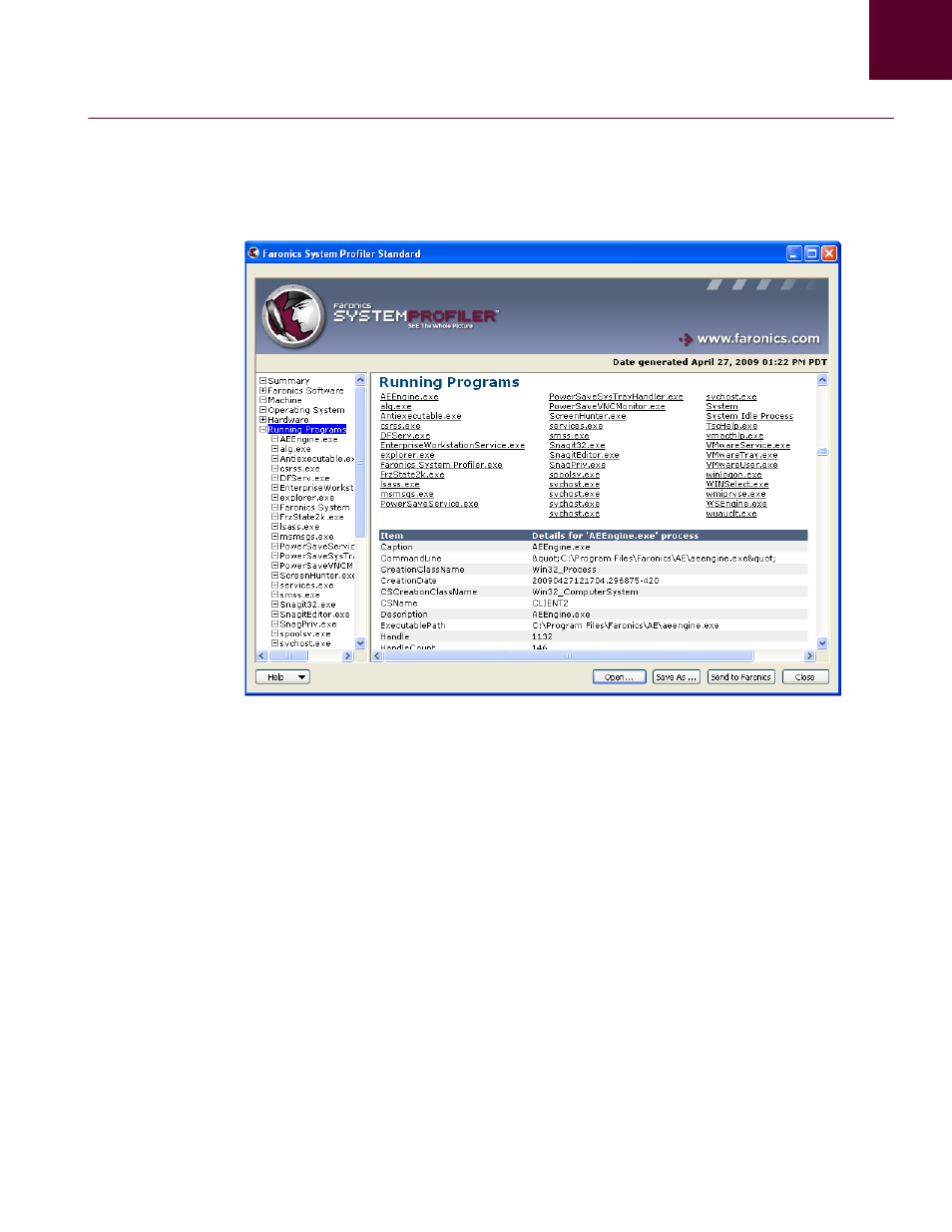 Running programs node | Faronics System Profiler Standard User Manual | Page 22 / 29