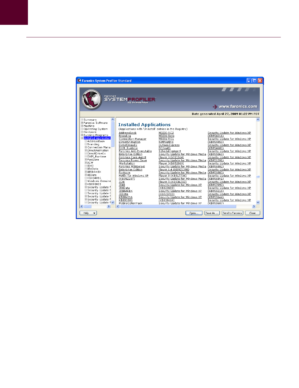 Installed applications node | Faronics System Profiler Standard User Manual | Page 23 / 29