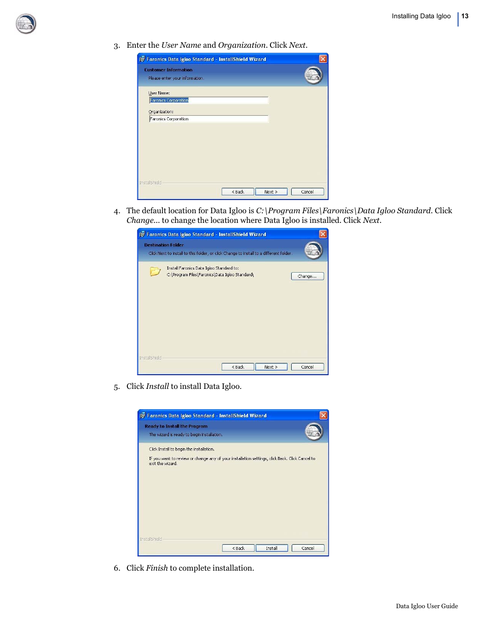 Faronics Data Igloo Standard User Manual | Page 13 / 63