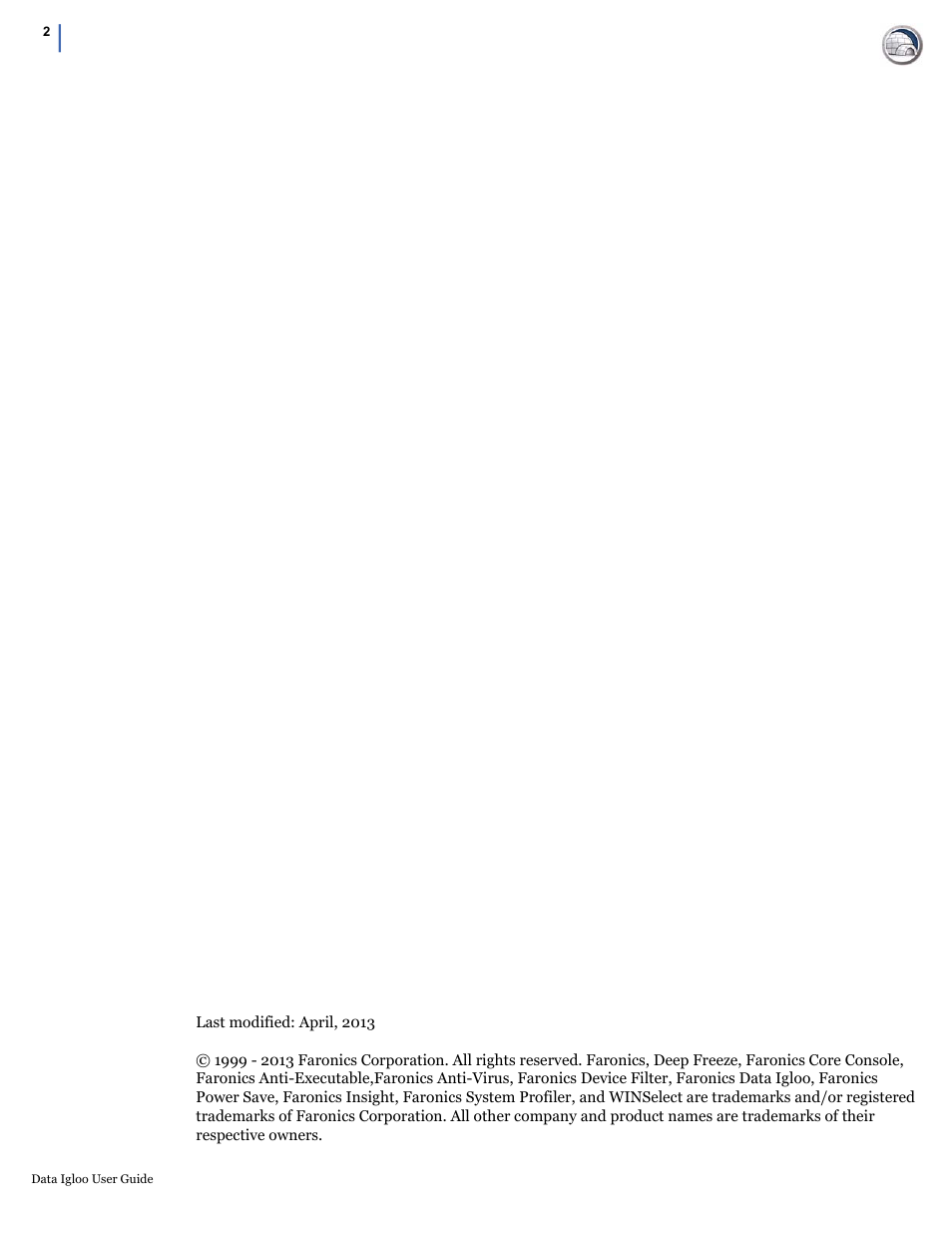 Faronics Data Igloo Standard User Manual | Page 2 / 63