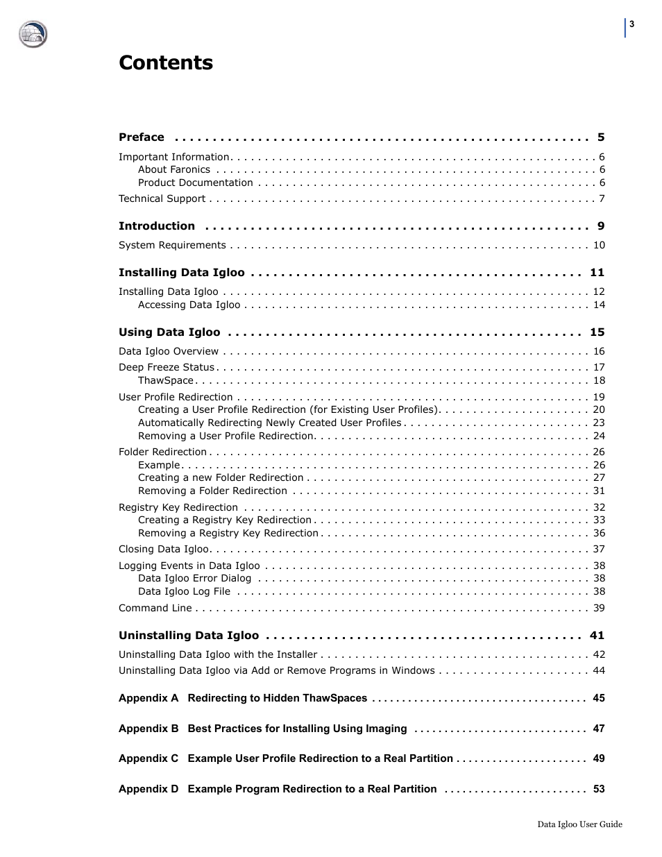 Faronics Data Igloo Standard User Manual | Page 3 / 63