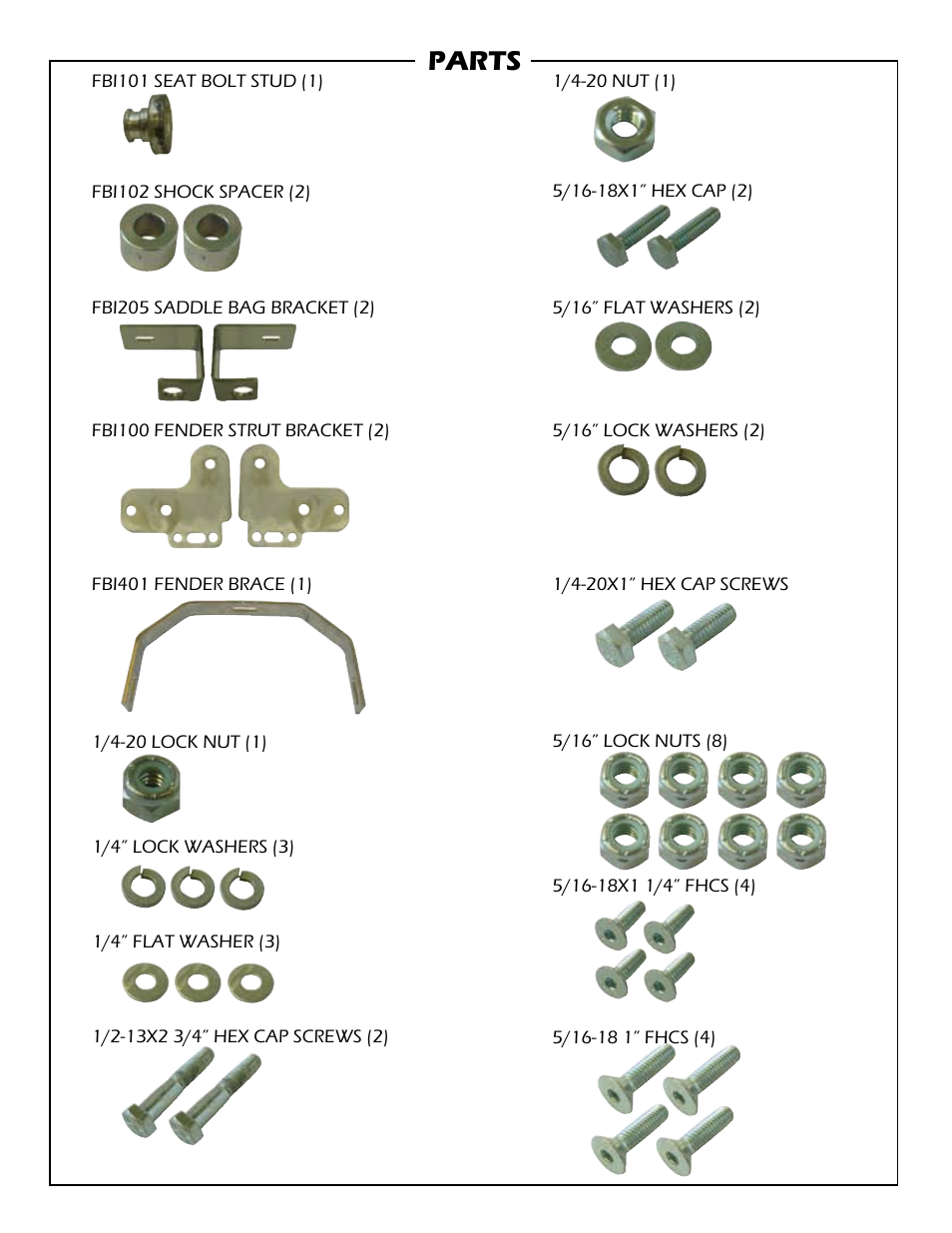 Parts | Fat Bagger 200MM FAT TIRE KIT 2008 User Manual | Page 3 / 20