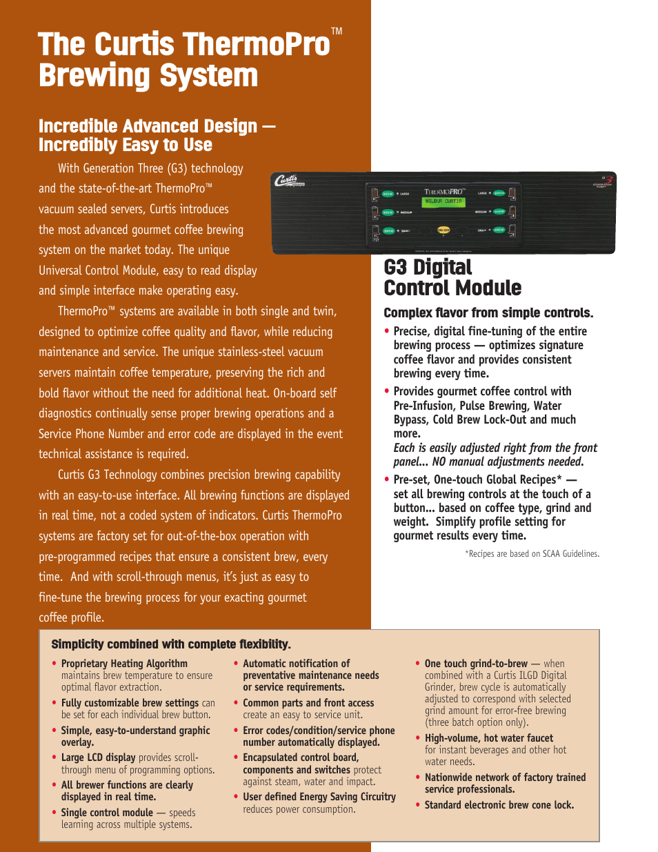 The curtis thermopro, Brewing system, G3 digital control module | Curtis TP15S User Manual | Page 2 / 4