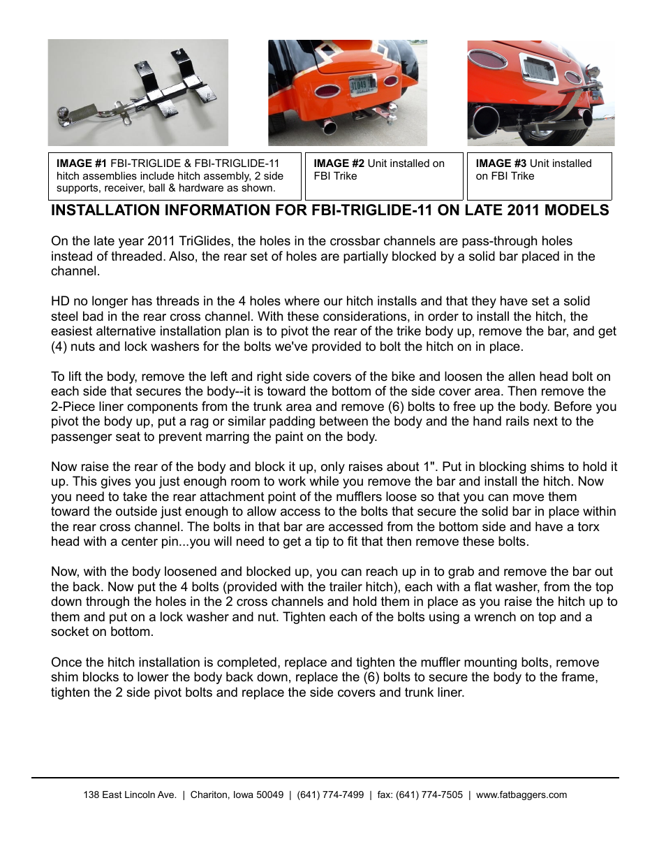 Fat Bagger CRASHBAR ELIMINATOR User Manual | Page 2 / 2
