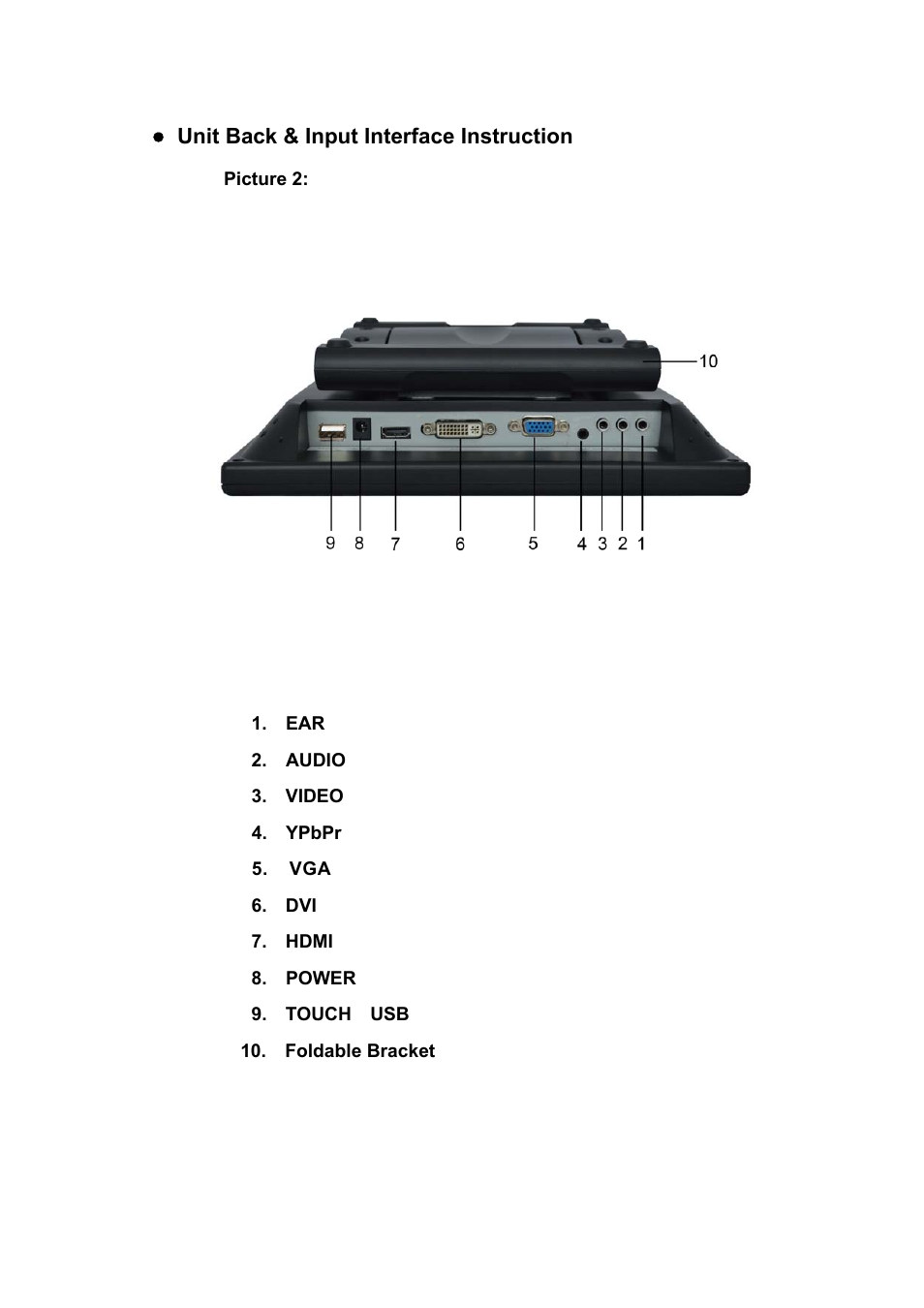 Unit back & input interface instruction | Feelworld FW100AHT User Manual | Page 6 / 17