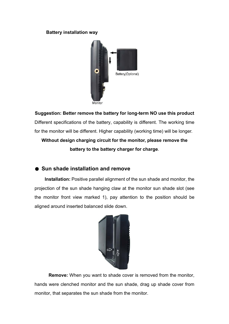 Sun shade installation and remove | Feelworld FW56D/O User Manual | Page 8 / 17