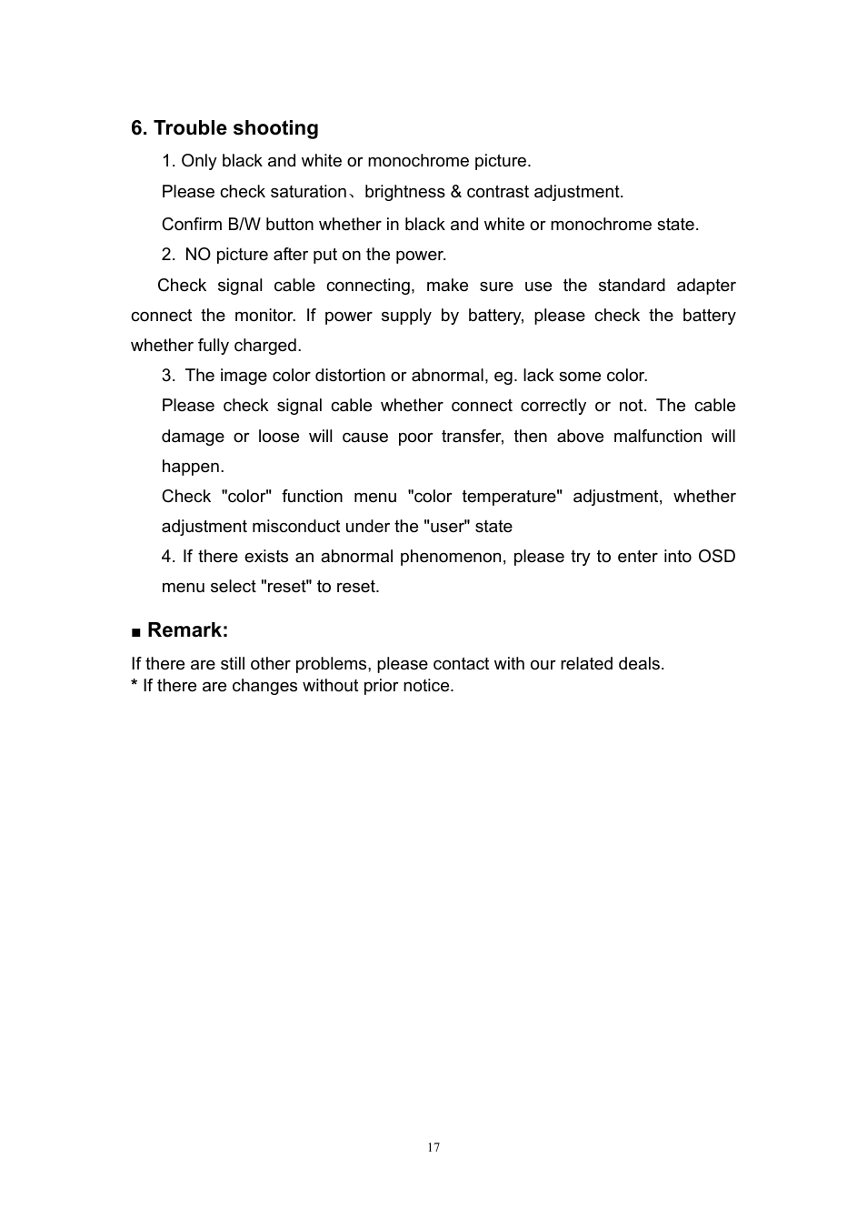 Feelworld FW7D/O User Manual | Page 17 / 17