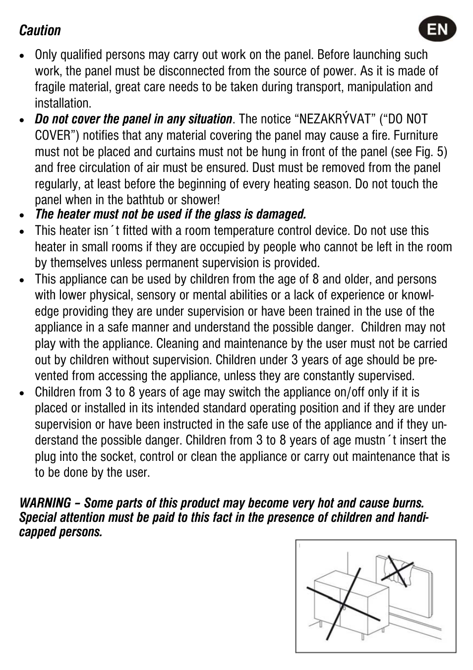 Caution | Fenix ECOSUN G User Manual | Page 7 / 16