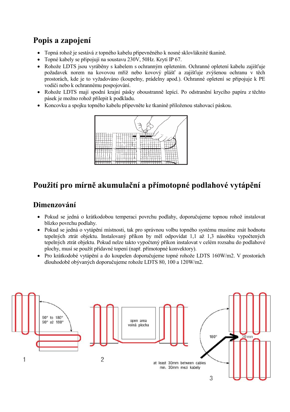 Popis a zapojení, A) dimenzování | Fenix LDTS User Manual | Page 3 / 28