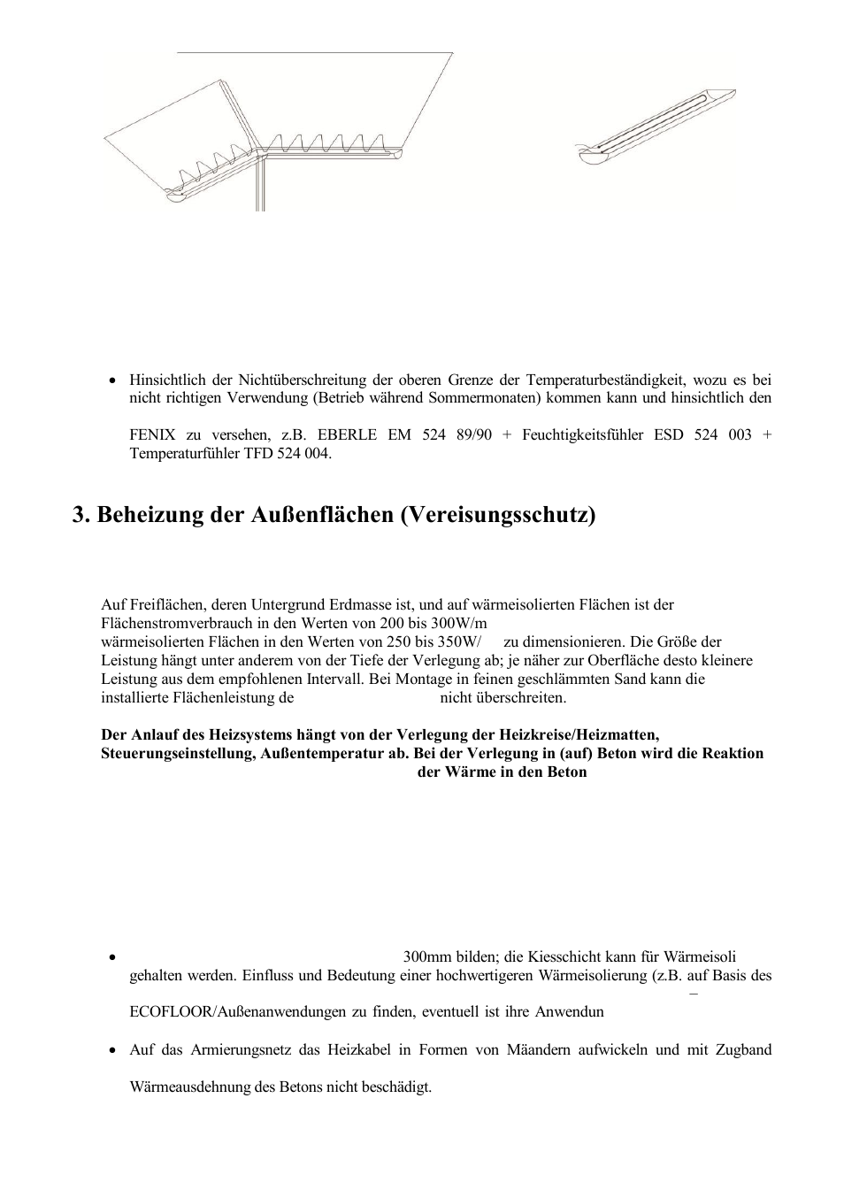 Beheizung der außenflächen (vereisungsschutz), C) regelung, A) dimensionierung | B) montage in beton, Vorgehen | Fenix MAPSV 30 User Manual | Page 13 / 20