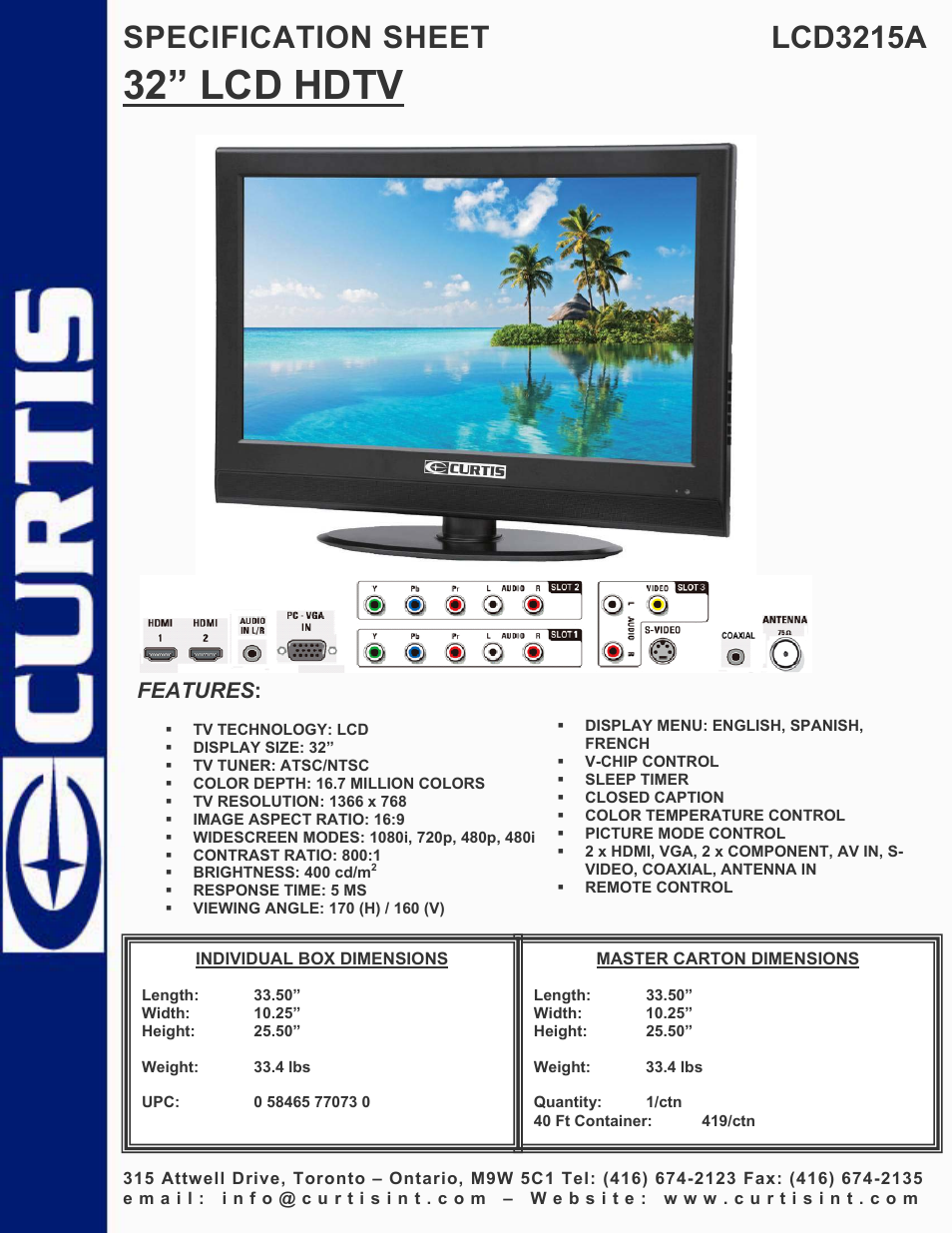 Curtis LCD3215A User Manual | 1 page