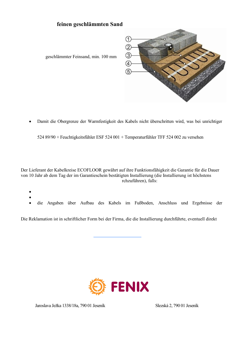 Garantie, reklamationen, E) regelung | Fenix MADPSP 40 W/m User Manual | Page 12 / 16