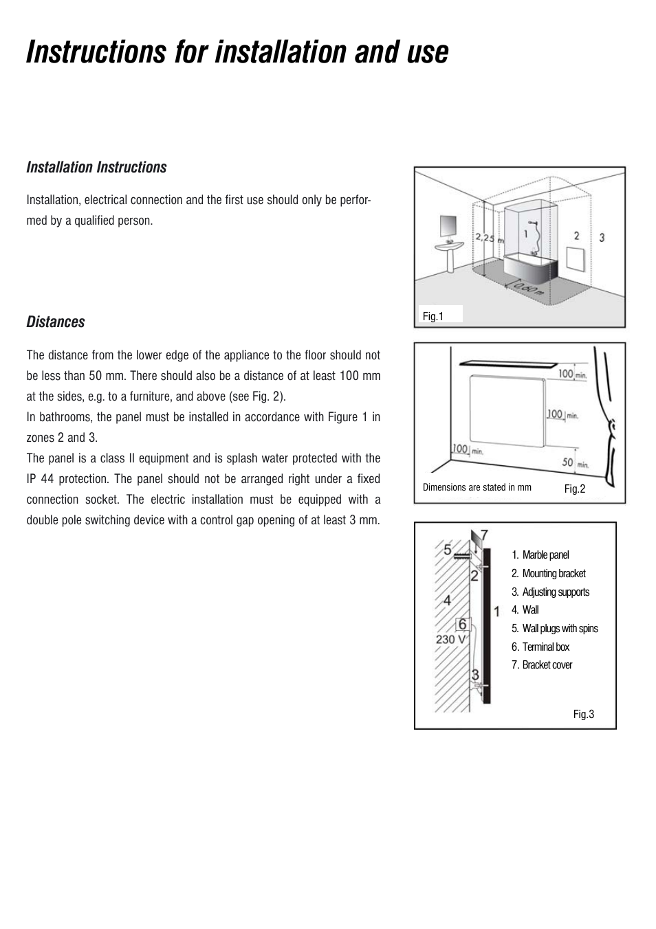 Instructions for installation and use | Fenix PANEL MR User Manual | Page 10 / 20