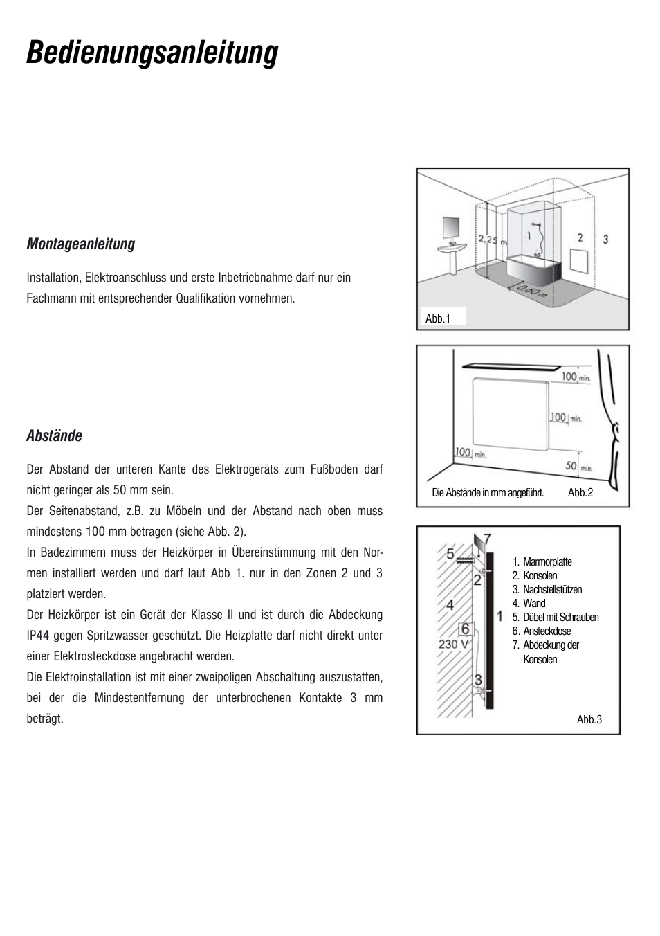 Bedienungsanleitung, Montageanleitung, Abstände | Fenix PANEL MR User Manual | Page 16 / 20