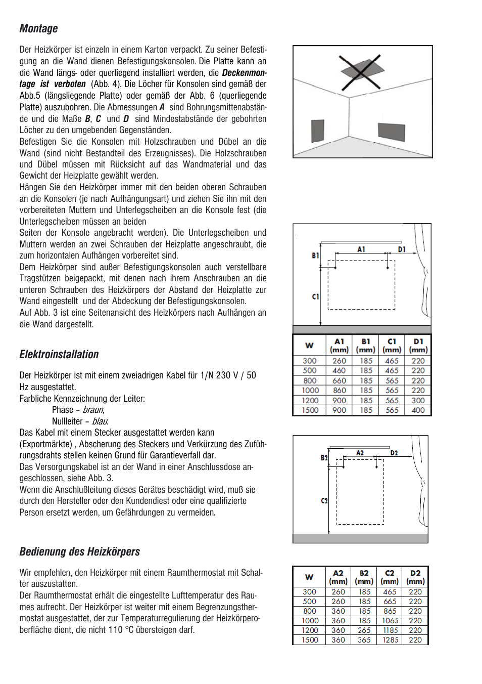 Montage, Elektroinstallation, Bedienung des heizkörpers | Fenix PANEL MR User Manual | Page 17 / 20