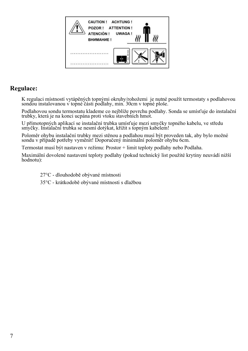 Regulace | Fenix ECOFLOOR Comfort Mat User Manual | Page 7 / 24