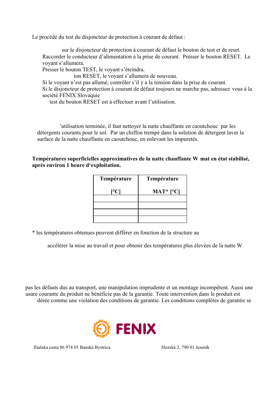 Fenix W-MAT User Manual | Page 20 / 28