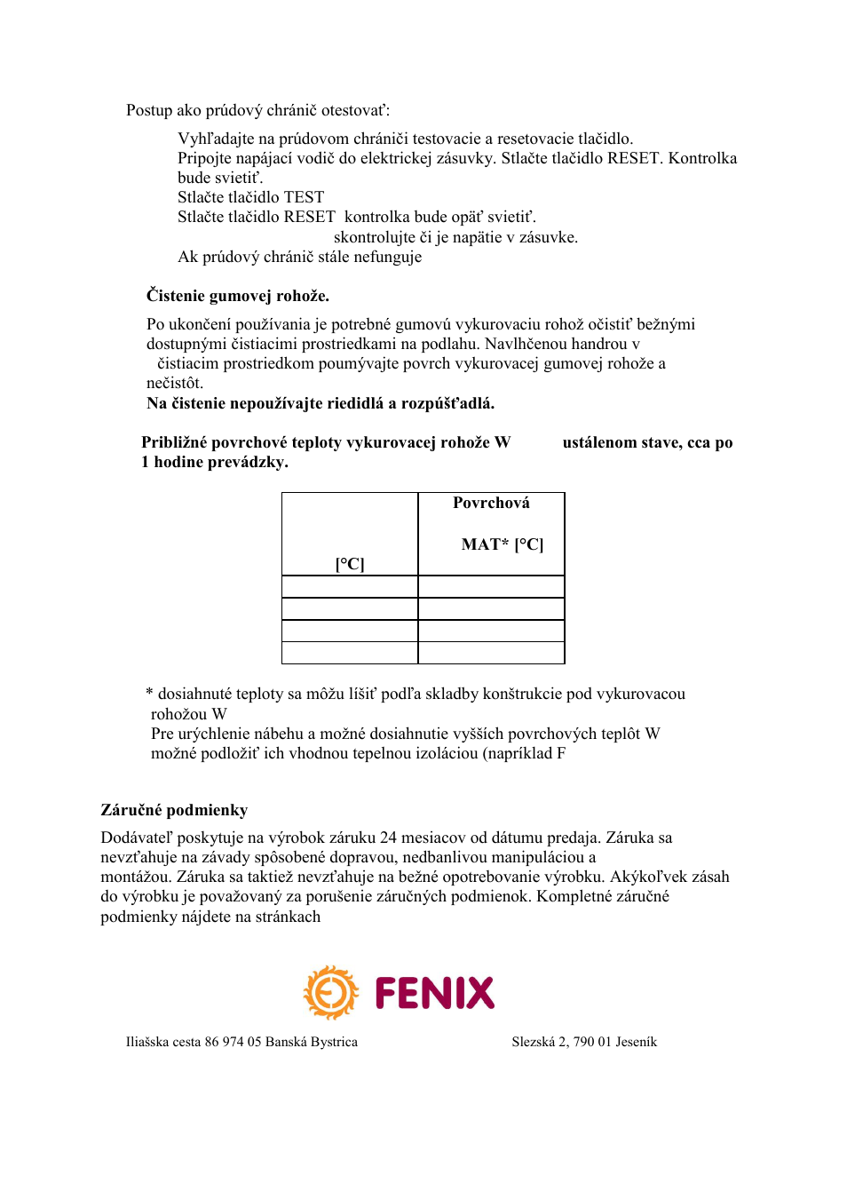 Fenix W-MAT User Manual | Page 28 / 28