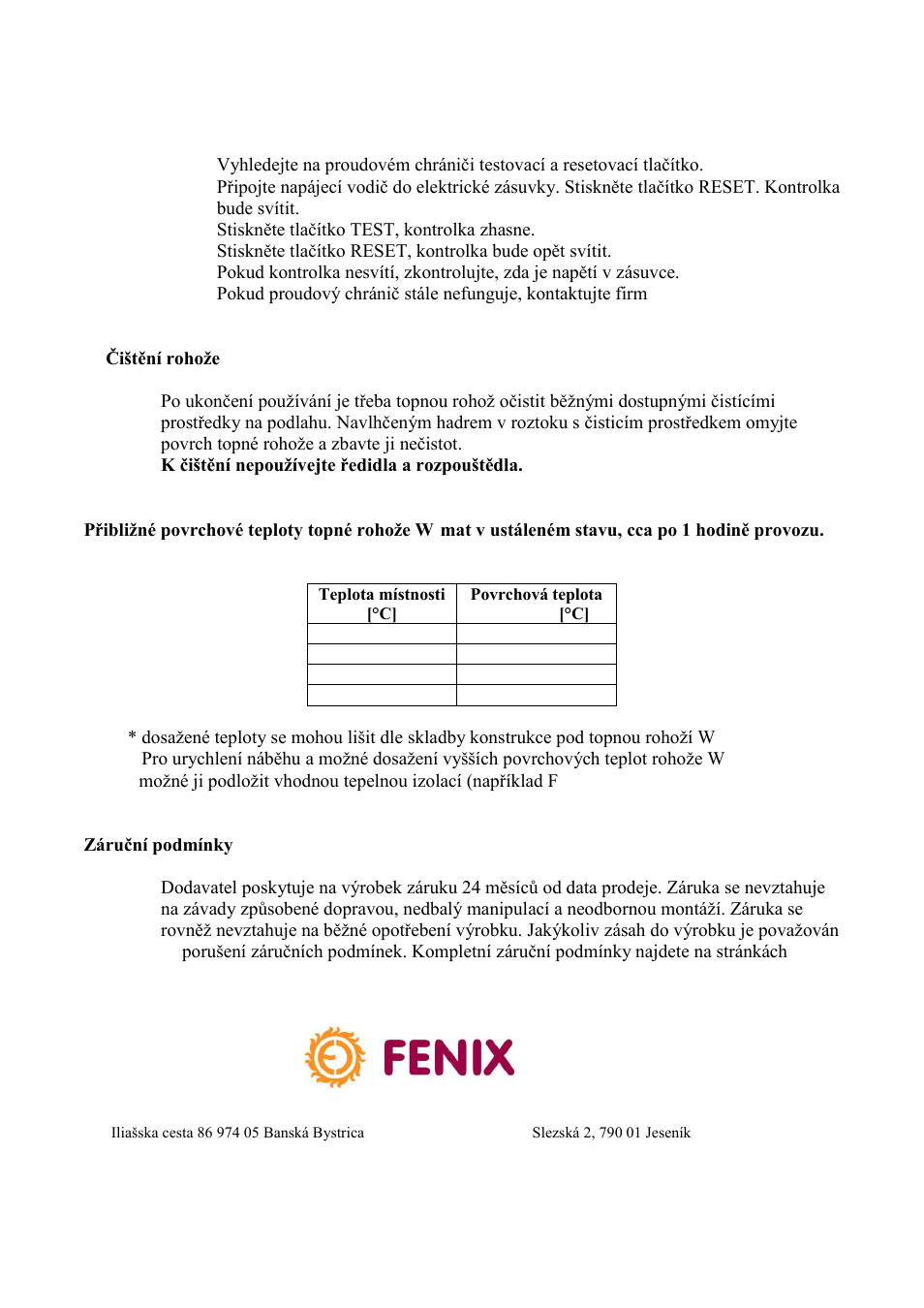 Fenix W-MAT User Manual | Page 4 / 28