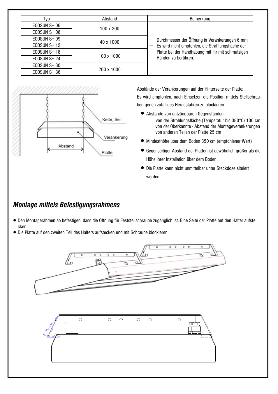 Montage mittels befestigungsrahmens | Fenix ECOSUN S+ / S+ Anticor / Short User Manual | Page 10 / 16