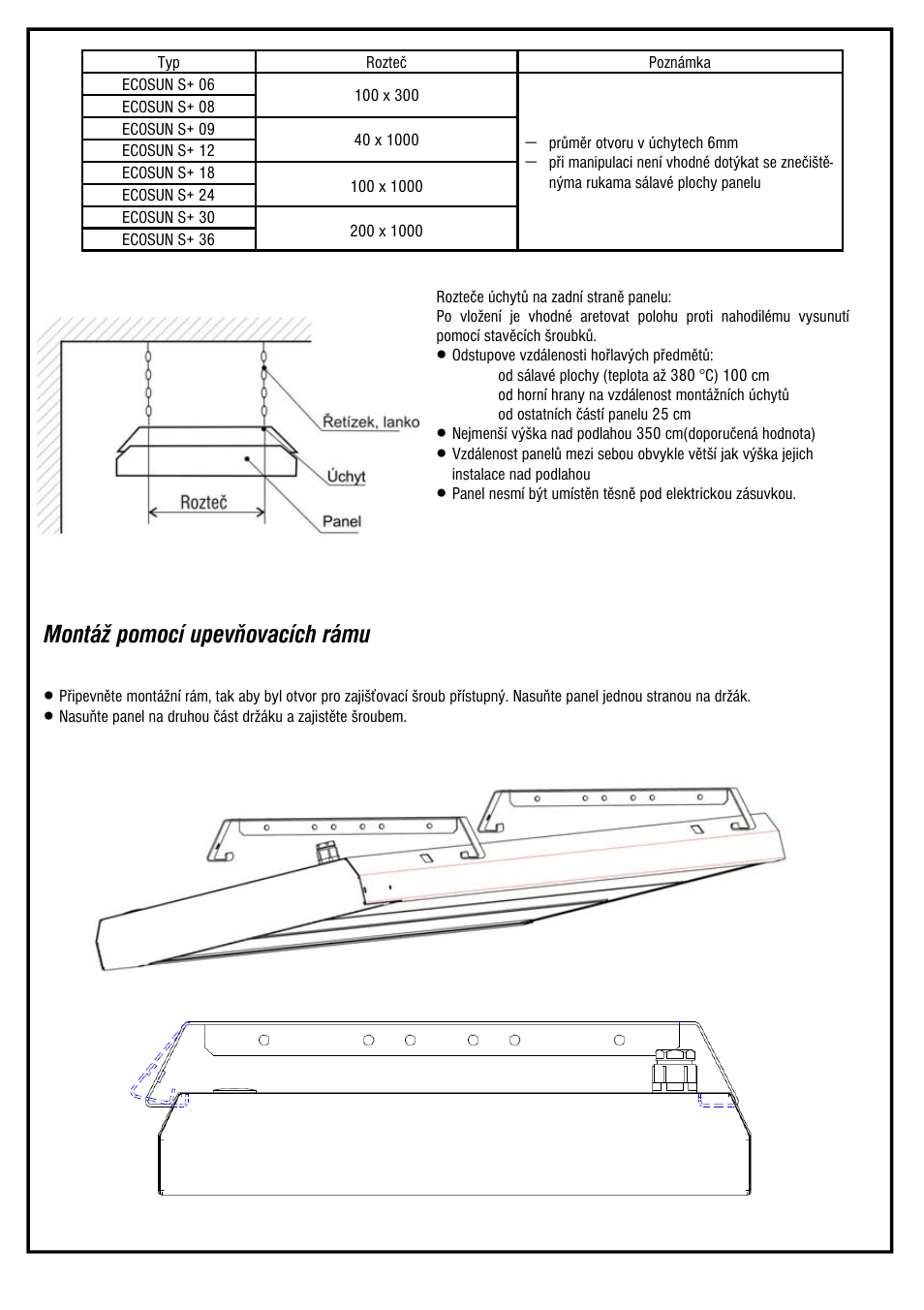Montáž pomocí upevňovacích rámu | Fenix ECOSUN S+ / S+ Anticor / Short User Manual | Page 2 / 16