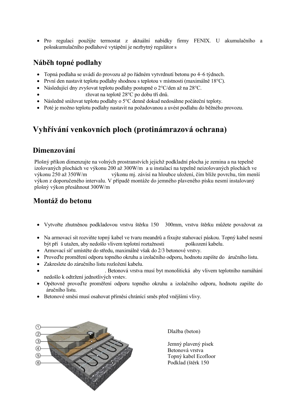 C) regulace, D) náběh topné podlahy, A) dimenzování | B) montáž do betonu | Fenix ADPSV 18 User Manual | Page 5 / 22