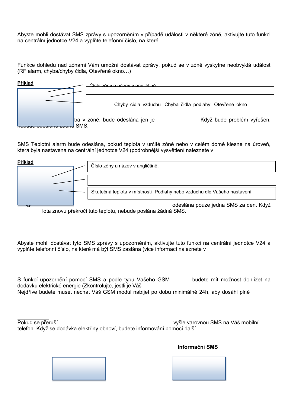 8 popis sms dohled nad zónami, 9 popis sms - dohled nad systémem | Fenix Watts V27 User Manual | Page 15 / 104