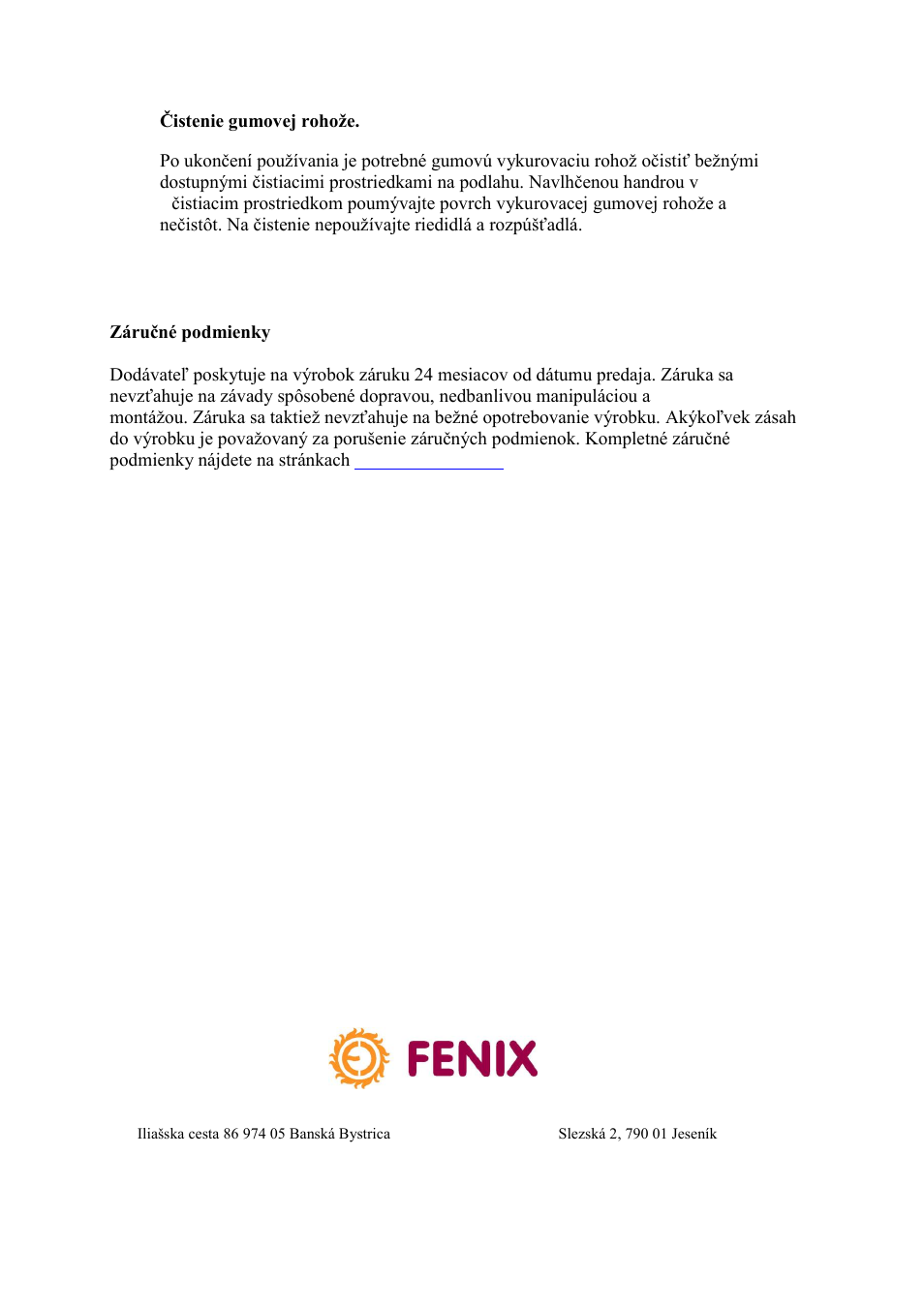 Fenix S-MAT User Manual | Page 28 / 28