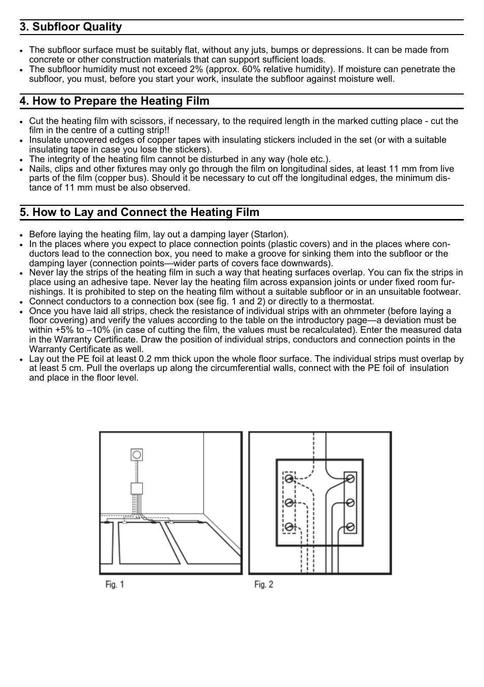 6 3. subfloor quality, How to prepare the heating film, How to lay and connect the heating film | Fenix ECOFILM SET User Manual | Page 6 / 24