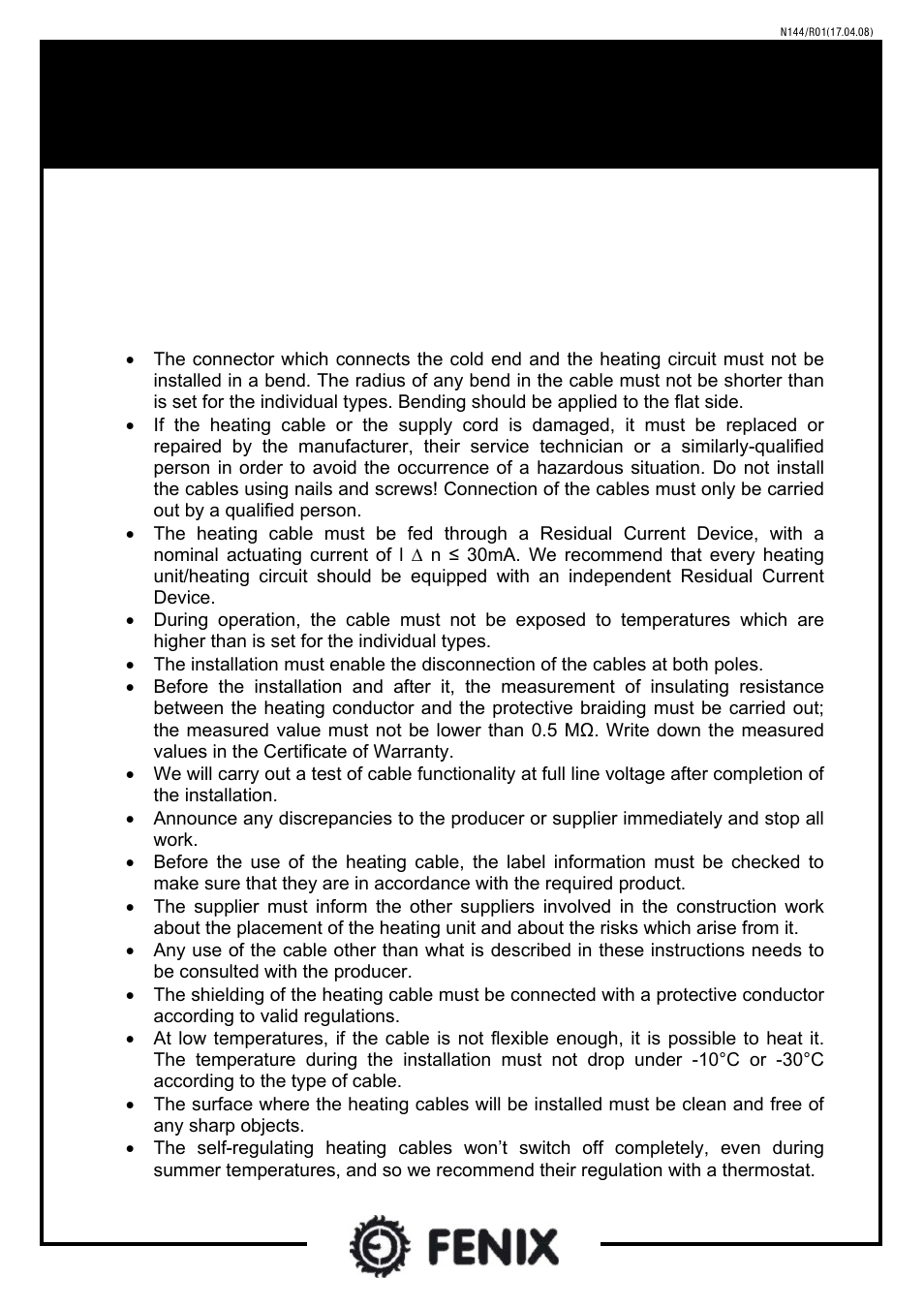 Fenix ELSR-M User Manual | 8 pages