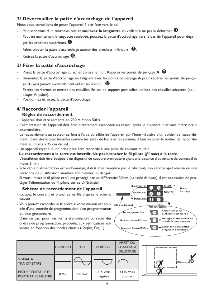 3/ fixer la patte d’accrochage, 4/ raccorder l’appareil | Fenix SOLIUS User Manual | Page 4 / 24