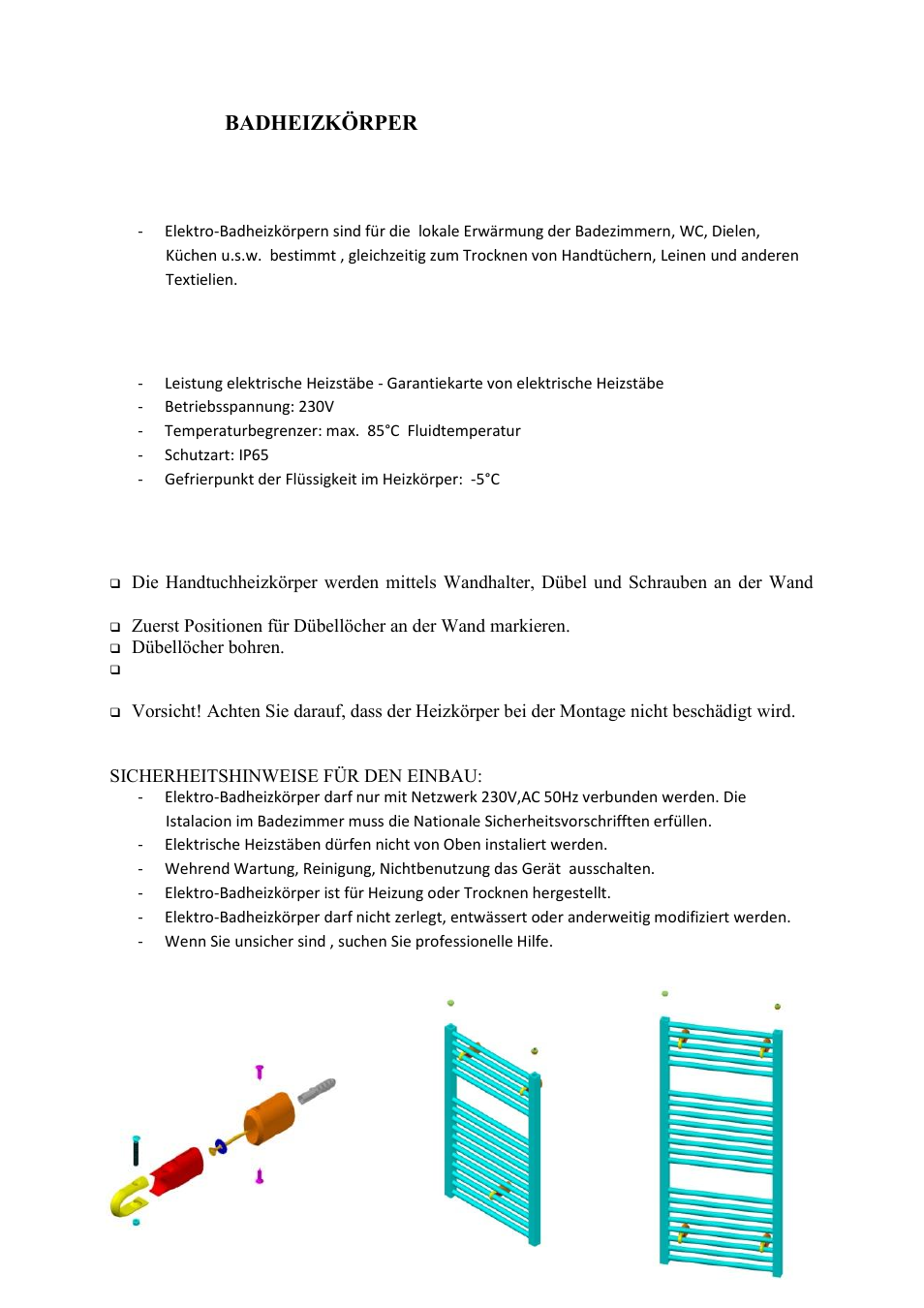 Elektro-badheizkörper | Fenix KD-E User Manual | Page 6 / 8