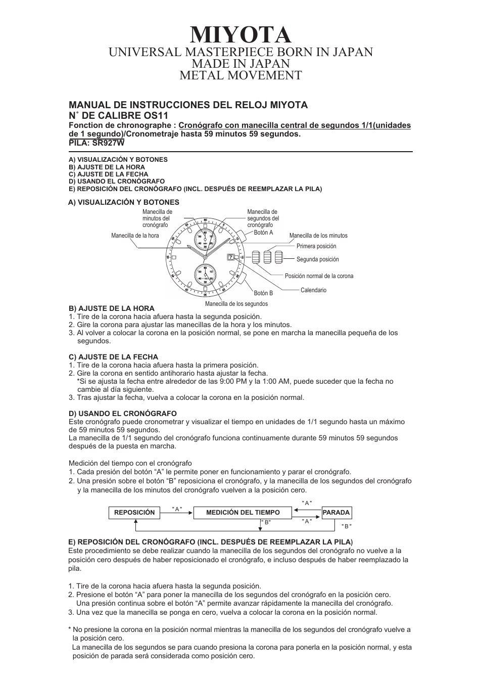 0s11_s.pdf, Miyota | FESTINA 0S11 User Manual | Page 5 / 9