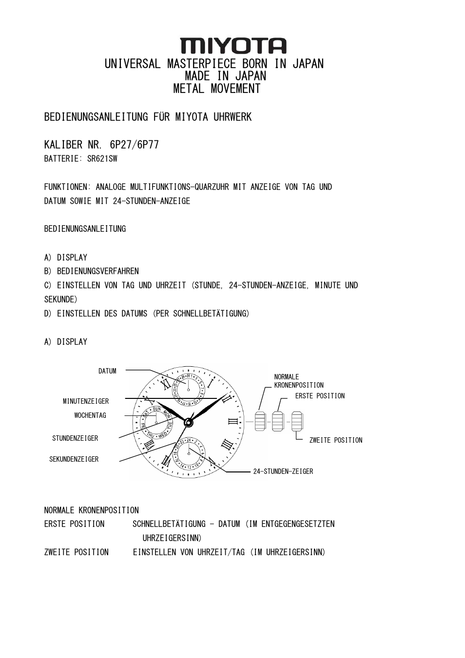 Manu_6p27_multi.pdf, Ge_6p27.pdf | FESTINA 6P27 User Manual | Page 3 / 21