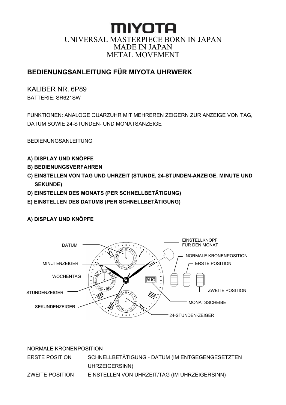 Manu_6p89_multi.pdf, Ge_6p89.pdf | FESTINA F16011 User Manual | Page 4 / 23