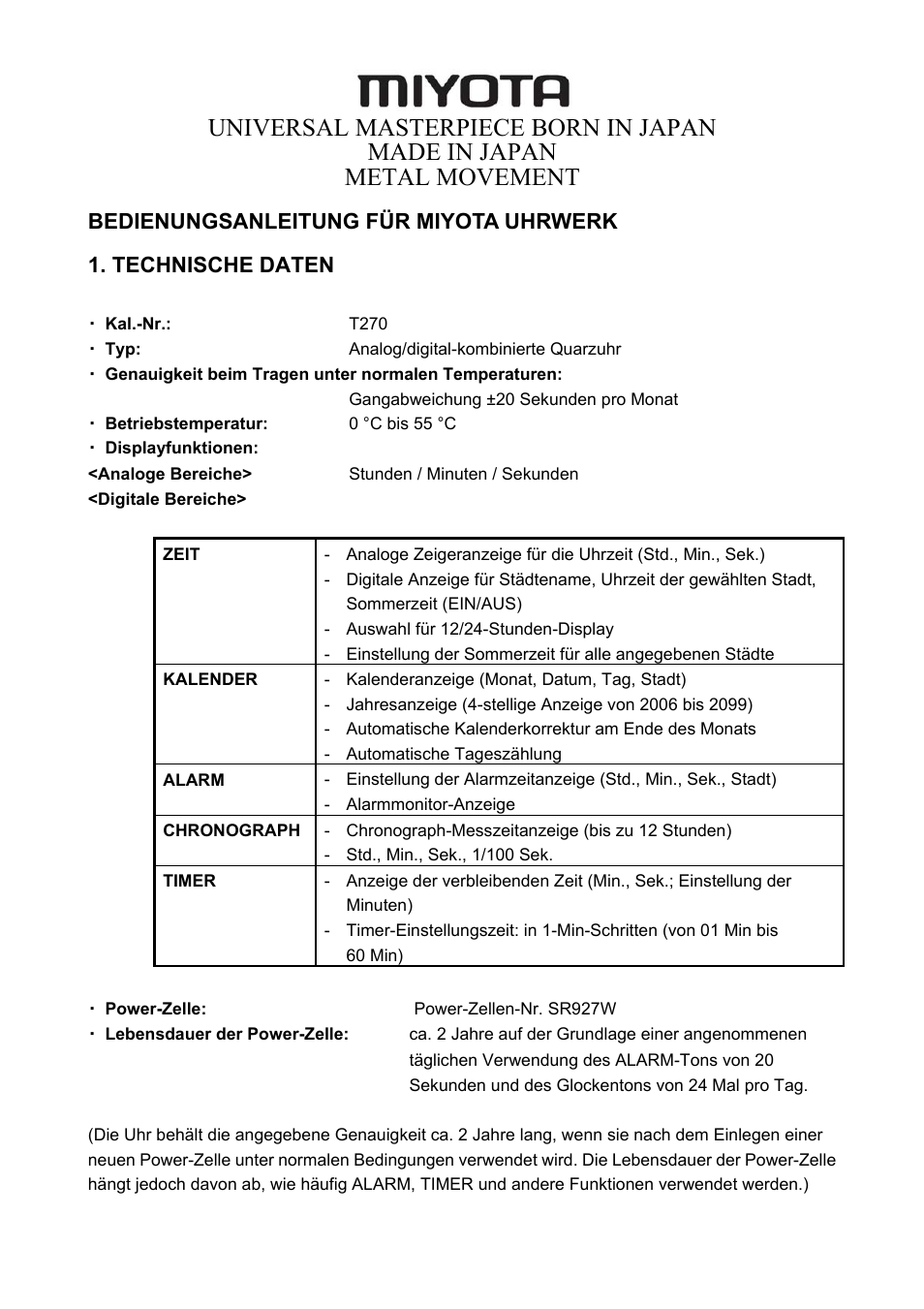 Manu_t270_multi.pdf, Ge_t270.pdf | FESTINA T270 User Manual | Page 11 / 80