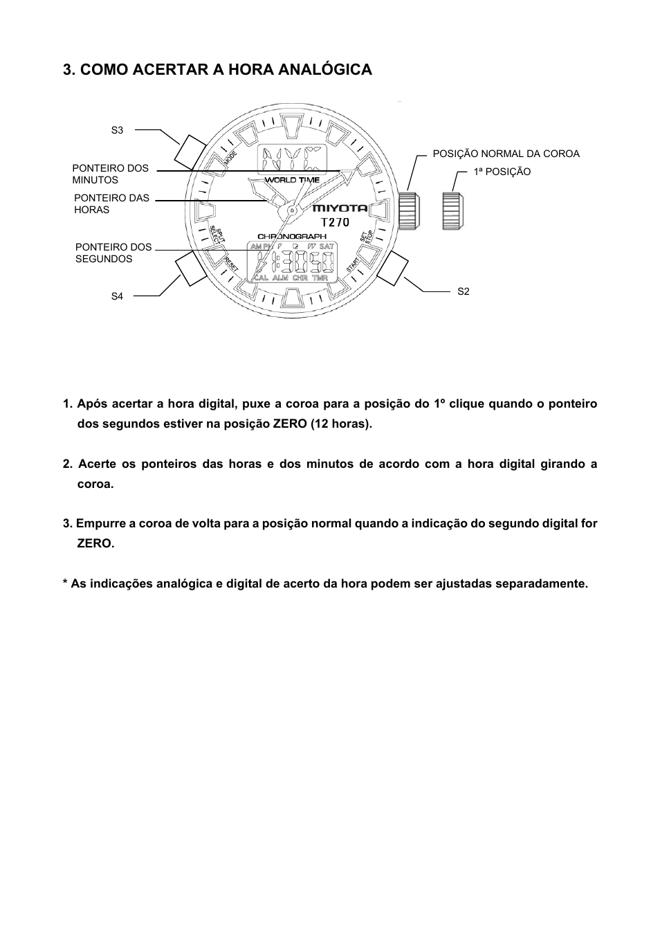 Como acertar a hora analógica | FESTINA T270 User Manual | Page 60 / 80
