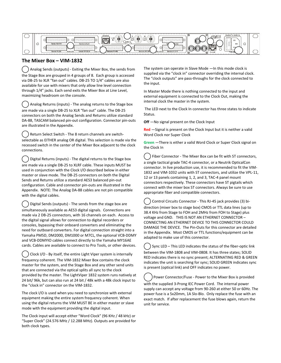 The mixer box – vim‐1832 | FiberPlex VIS-4832 User Manual | Page 11 / 22