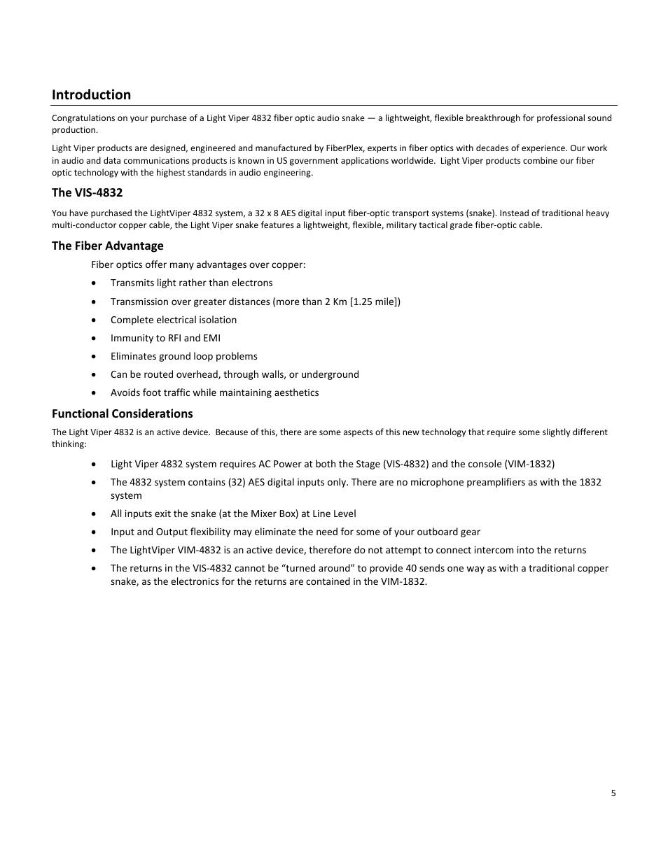 Introduction | FiberPlex VIS-4832 User Manual | Page 7 / 22