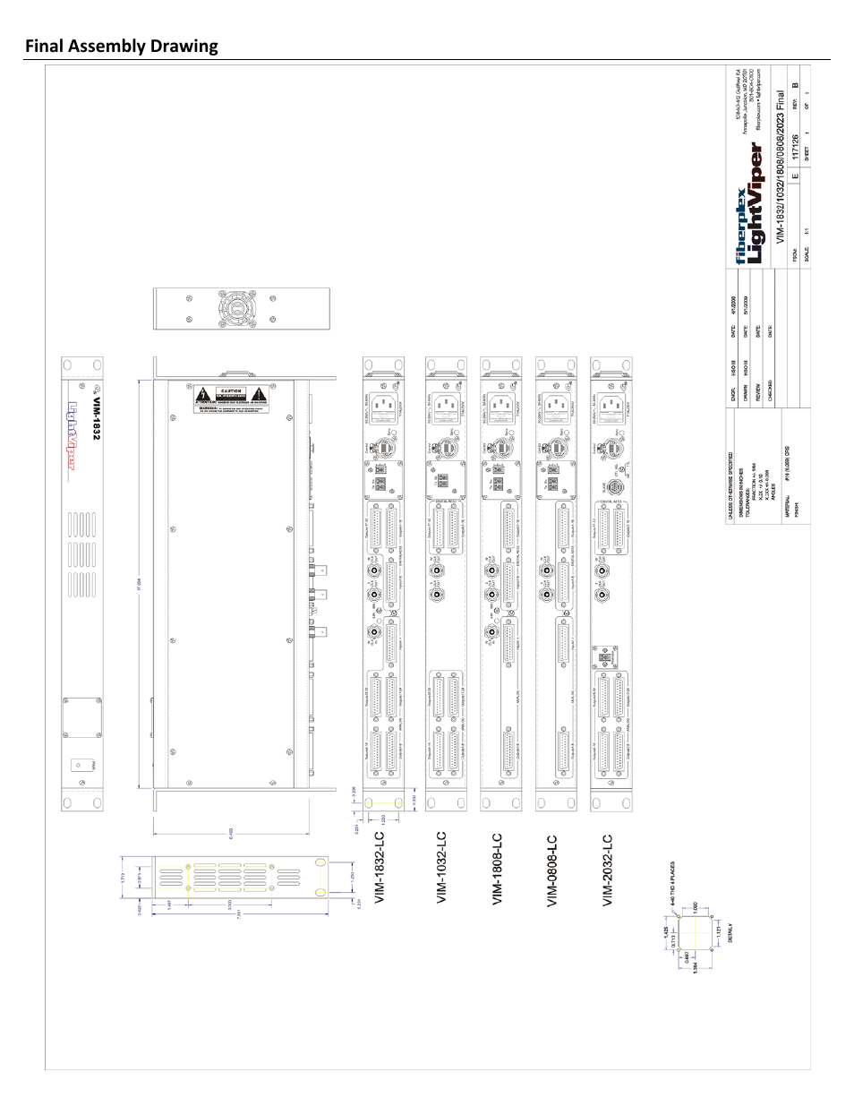 Final assembly drawing | FiberPlex VIM-0808 User Manual | Page 18 / 21