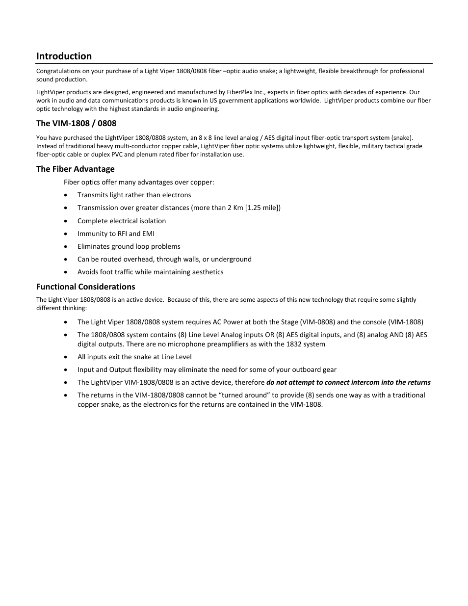 Introduction | FiberPlex VIM-0808 User Manual | Page 7 / 21