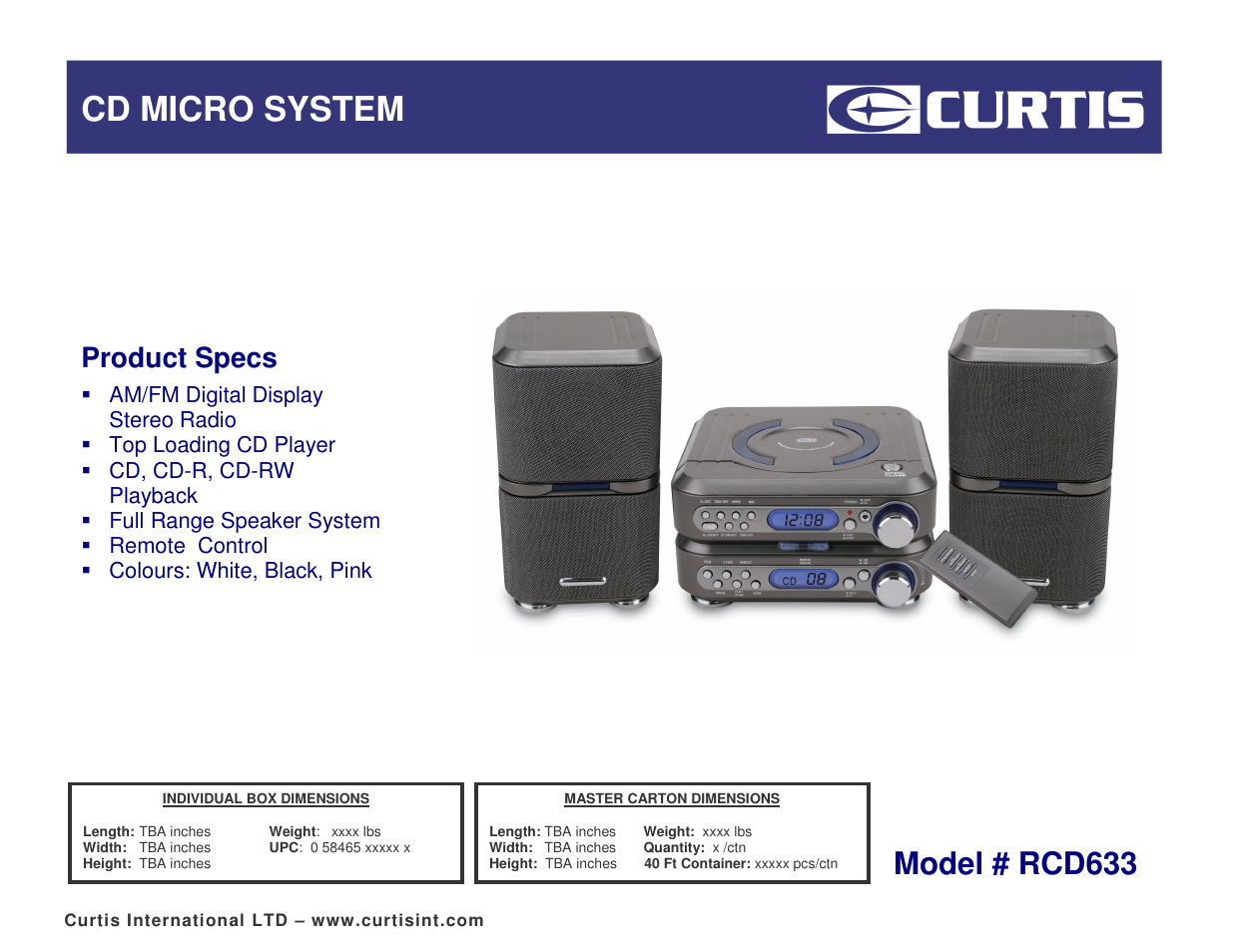 Curtis RCD633 User Manual | 1 page