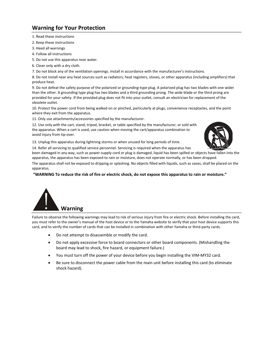 Warning for your protection, Warning | FiberPlex VIM-MY32 User Manual | Page 3 / 15