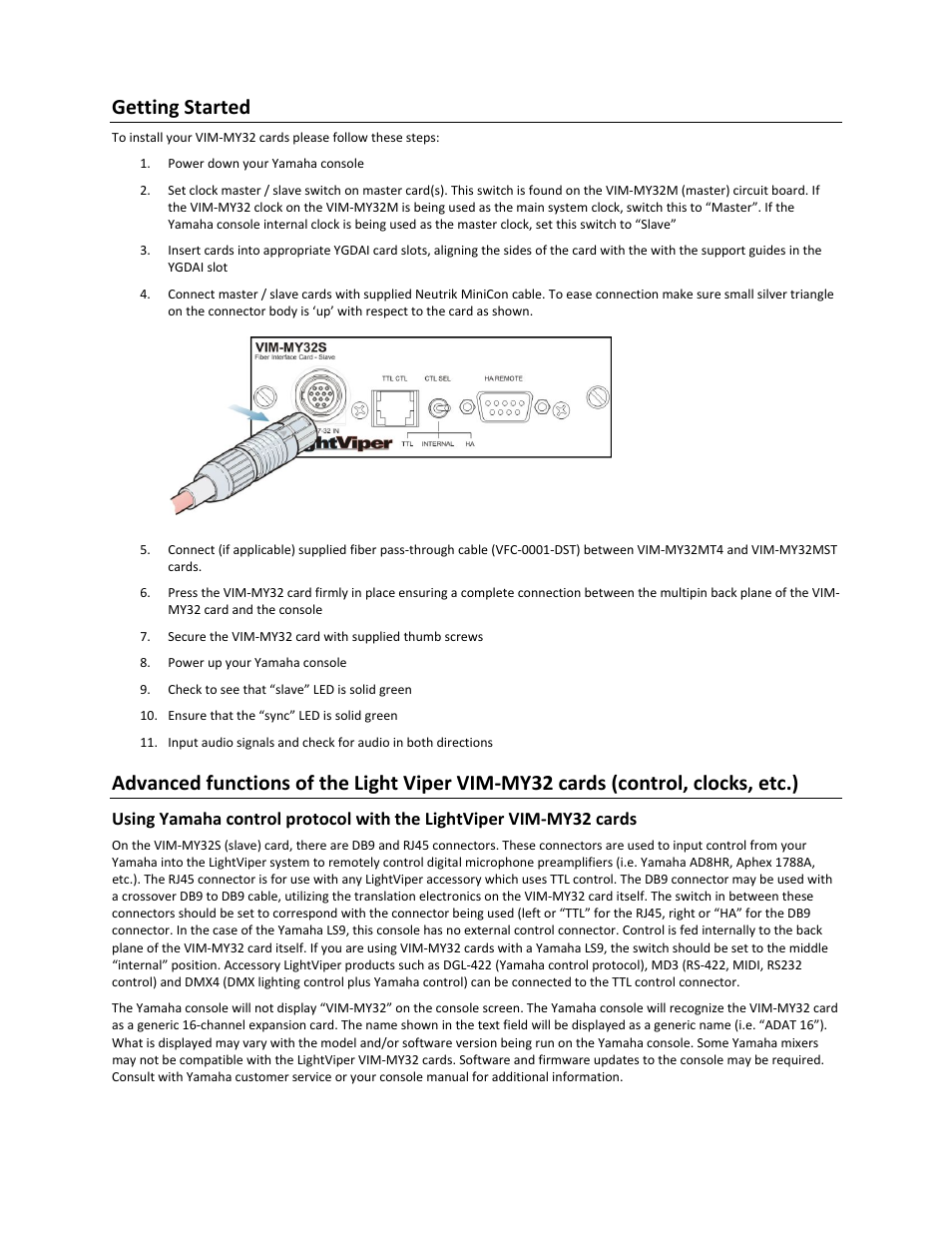 Getting started | FiberPlex VIM-MY32 User Manual | Page 8 / 15