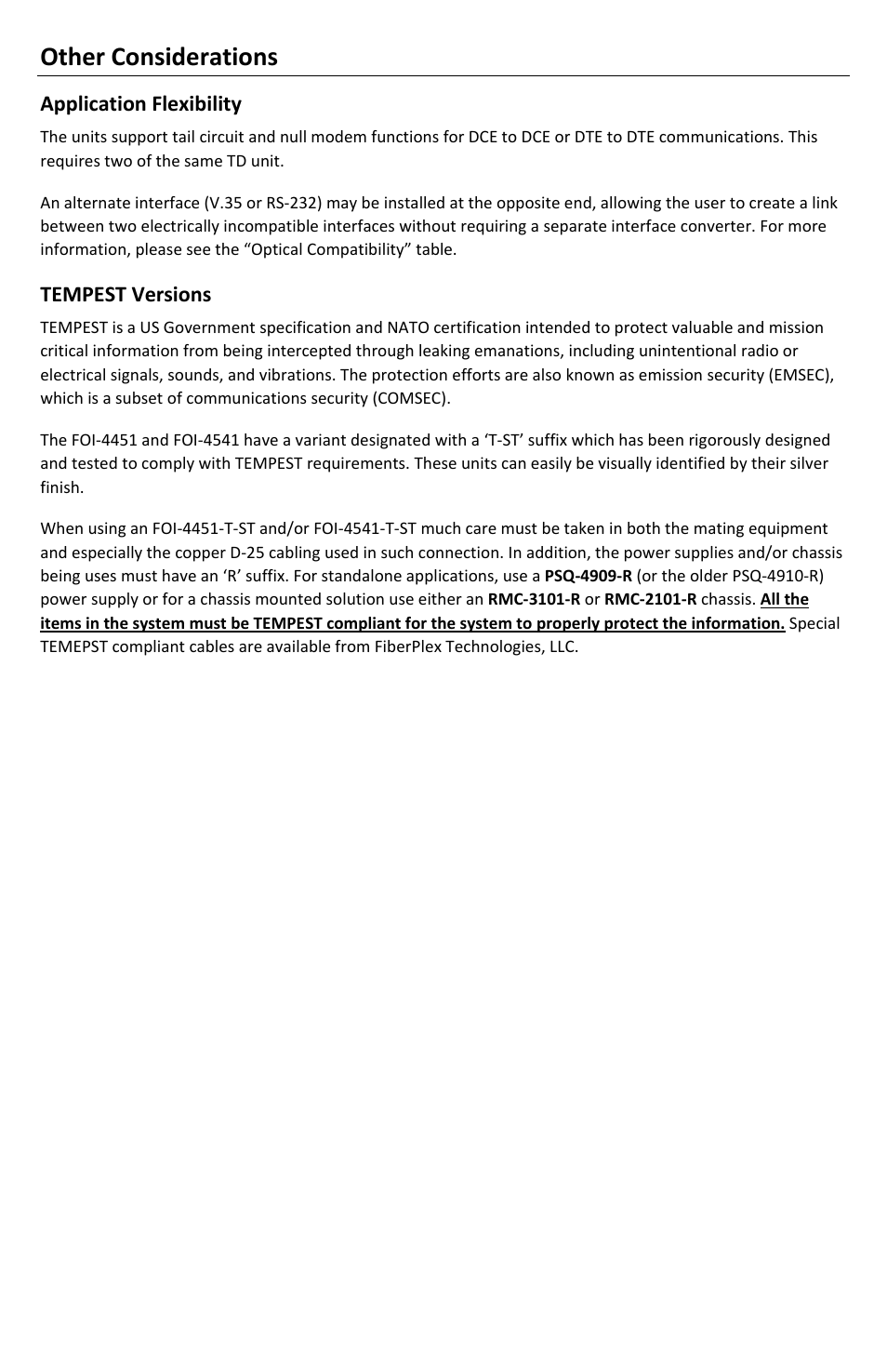 Other considerations | FiberPlex FOI-4451 User Manual | Page 12 / 16