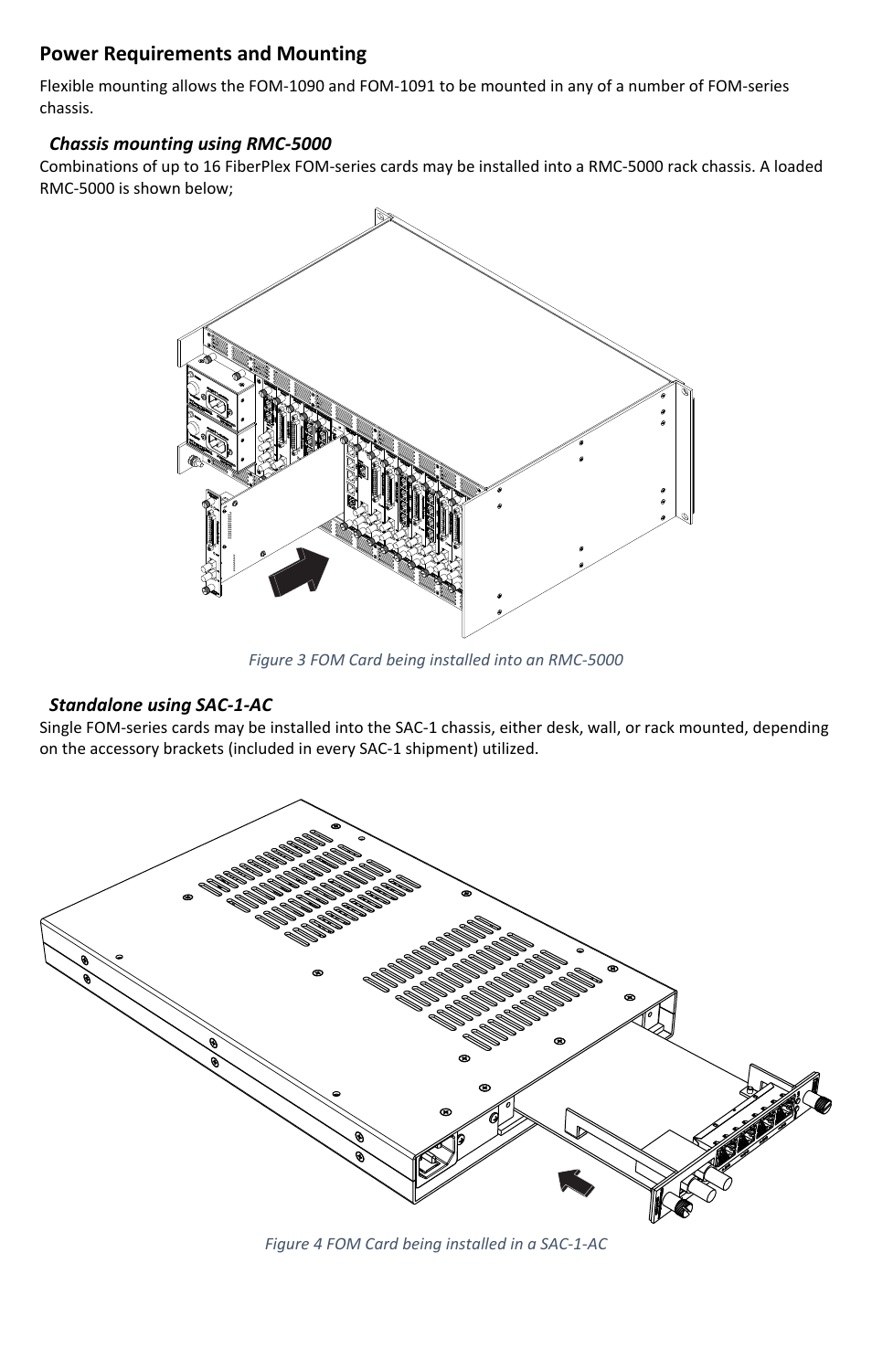 Power requirements and mounting | FiberPlex FOM-1090 User Manual | Page 11 / 24
